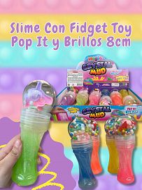 Slime Con Fidget Toy Pop It y Brillos 8cm
