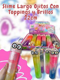 Slime Largo Ojitos Con Toppings y Brillos 22cm