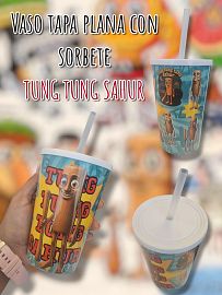 Vaso Tapa Plana Con Sorbete TUNG TUNG SAHUR